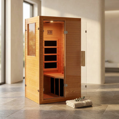 Infrared Sauna Home Sauna, Indoor Far Infrared Saunas for Home, 1 Person Canadian Hemlock Wooden Spa Room, 950W, Customized