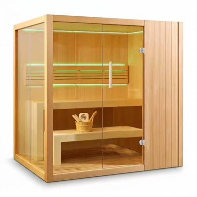 Canadian Hemlock Indoor Wet/Dry 4-Person Electric Sauna with LED Lights and 4.5Kw ETL Certified Heater