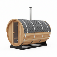 Outdoor Barrel Traditional Steam Cedar Wood Sauna with Wood Burning Stove