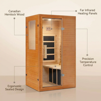 Infrared Sauna Home Sauna, Indoor Far Infrared Saunas for Home, 1 Person Canadian Hemlock Wooden Spa Room, 950W, Customized — Lifestyle