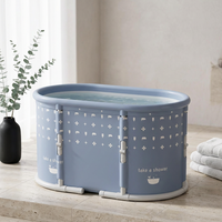Portable Foldable Bath Tub for Adults No Installation Needed Large Separate Hot SPA Soaking Ice Bathtub Gray — Studio Shot