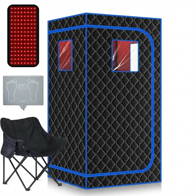 1-Person Home Infrared Sauna Tent with 660Nm Red Light Therapy, Heating Foot Pad & Reinforced Chair