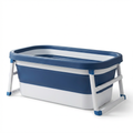 55In Portable Folding Bathtub for Bathroom, Hot Ice Bath Tub for 2 Person , Blue White