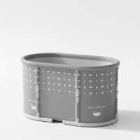 Portable Foldable Bath Tub for Adults No Installation Needed Large Separate Hot SPA Soaking Ice Bathtub Gray — Studio Shot
