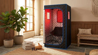 1-Person Home Infrared Sauna Tent with 660Nm Red Light Therapy, Heating Foot Pad & Reinforced Chair — Lifestyle