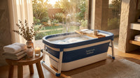 55In Portable Folding Bathtub for Bathroom, Hot Ice Bath Tub for 2 Person , Blue White — Lifestyle